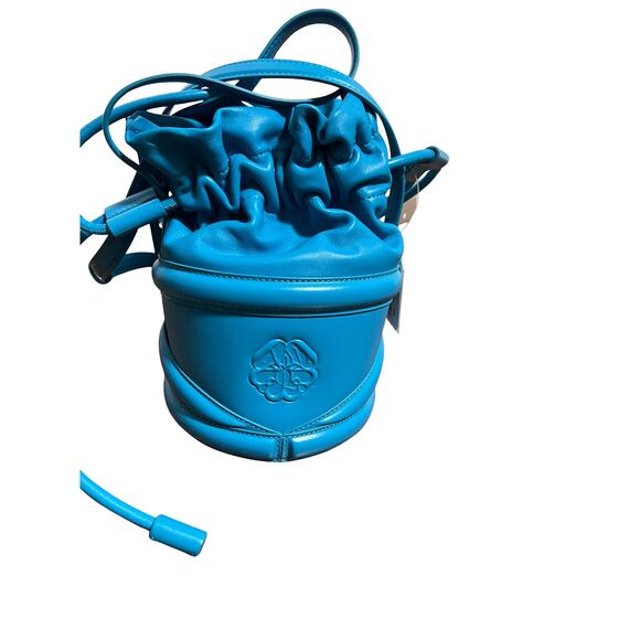 Alexander McQueen Handbags - Alexander McQueen Soft Curve Bucket Bag Cerulean Nappa Leather Mini Crossbody